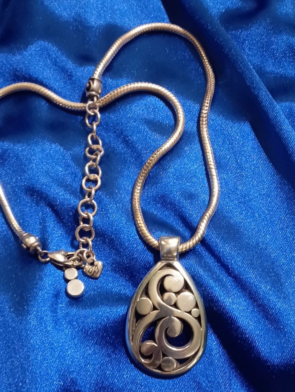 Brighton Sterling Silver Teardrop Filigree Pendant Necklace - Silver